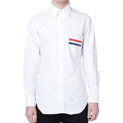 90290 TH 체스트포켓 삼색라인 포인트 옥스포드 워싱 셔츠 (White/95)