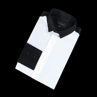 86347 NE 프리미엄 배색 셔츠 (White+Black)